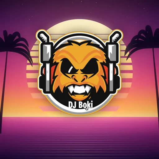 DJ Boki: un gorila con cascos sobre un atardecer