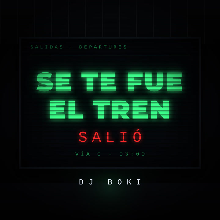 Portada de Se Te Fue el Tren: un panel de salidas de estación con el título en verde y SALIÓ en rojo